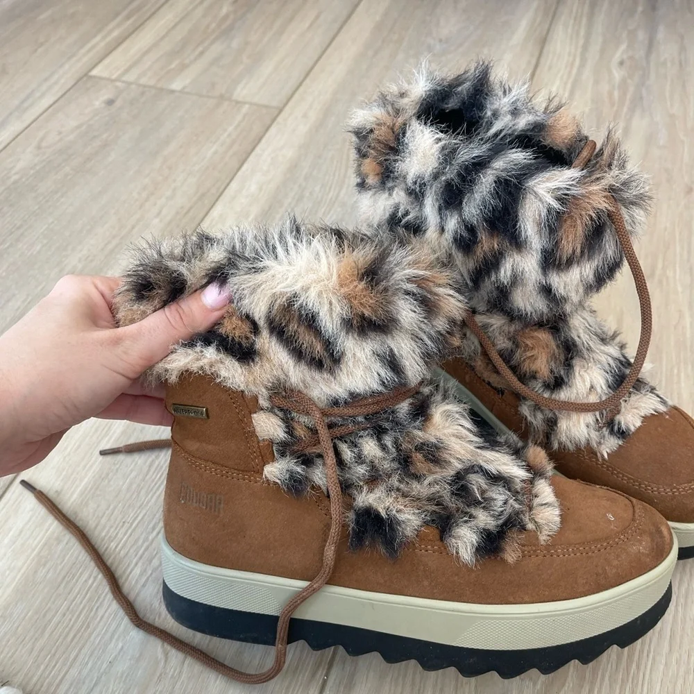 Cougar Cheetah Fur Boots